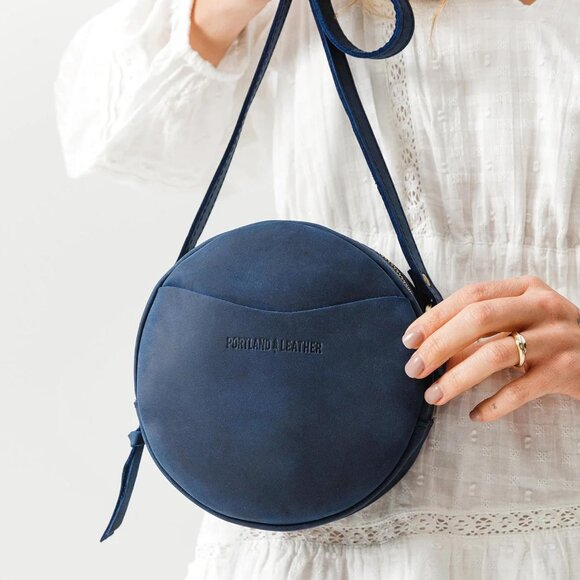 🆕Portland Leather Women Deep Water Imported Goods Circle Handmade Crossbody Bag - Picture 6 of 10